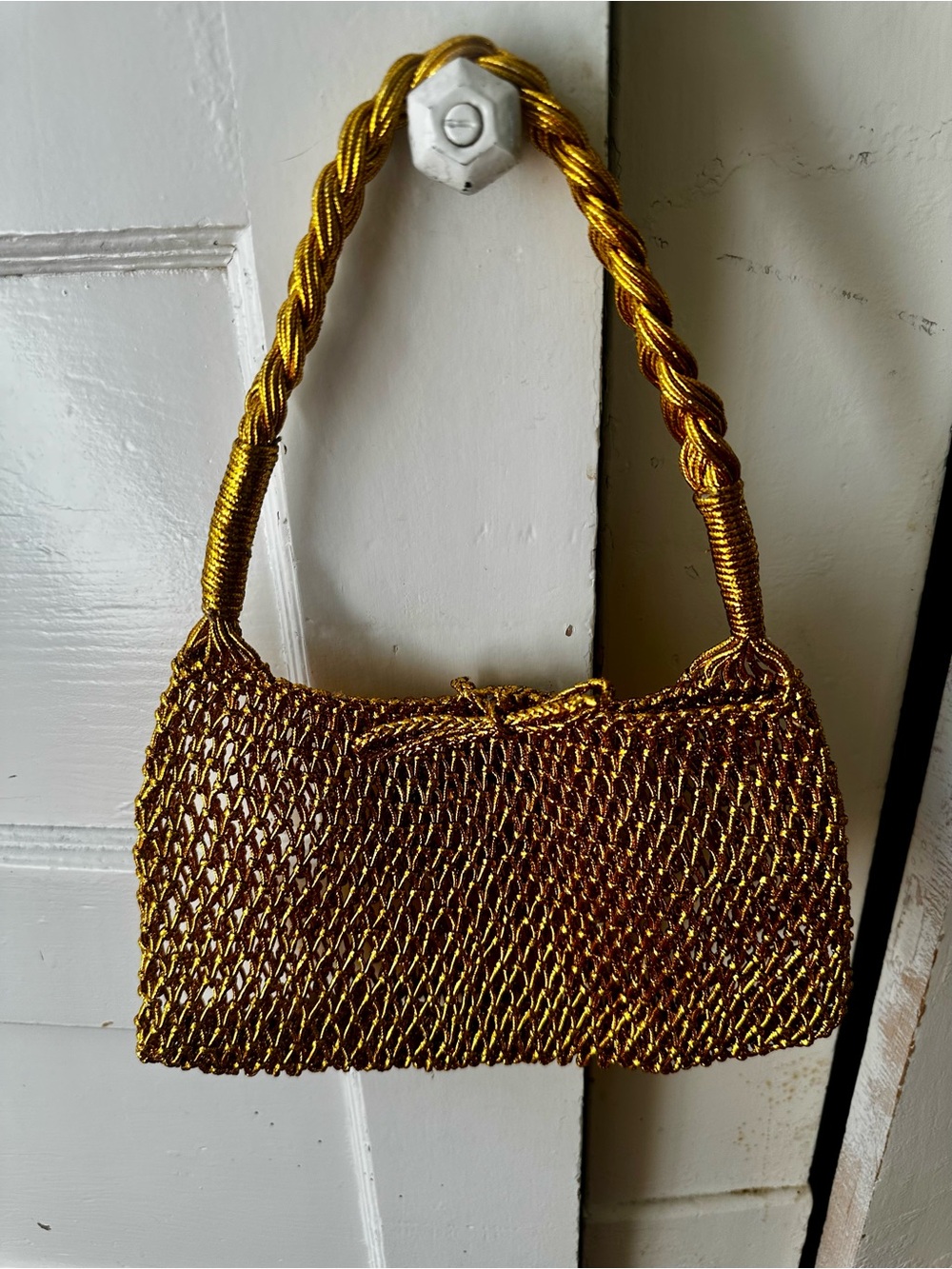 J Crew Gold Metallic Mesh Evening Shoulder Bag